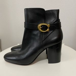 Coach Black Leather Ankle Boots